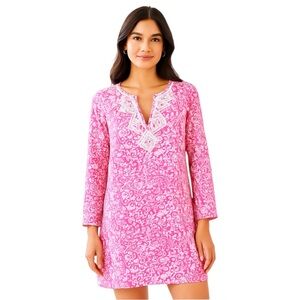 Lilly Pulitzer Jubilee Beaded Tunic Shift Dress Size Medium Cotton Resort Beach